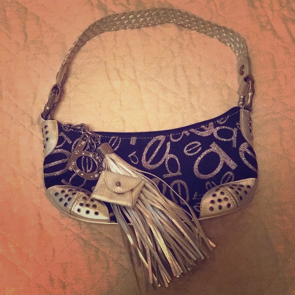 Bebe black and silver hand bag !!!